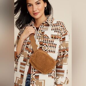 Maurices Teddy Sherpa Crossbody Belt Bag NWT Camel Crossbody Bag Gym Work